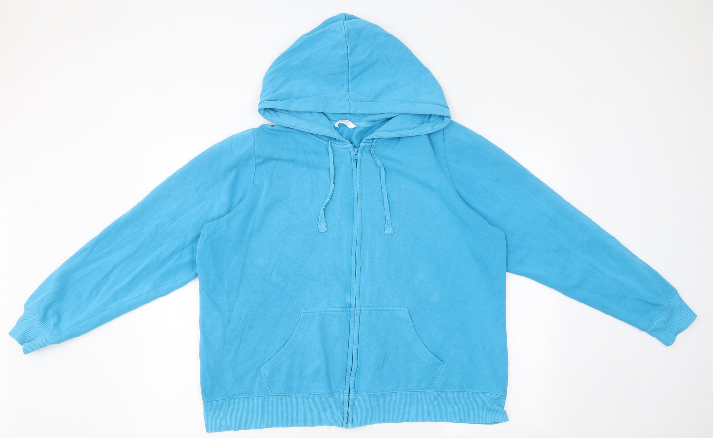 Marks and Spencer Womens Blue Cotton Full Zip Hoodie Size 18 Zip