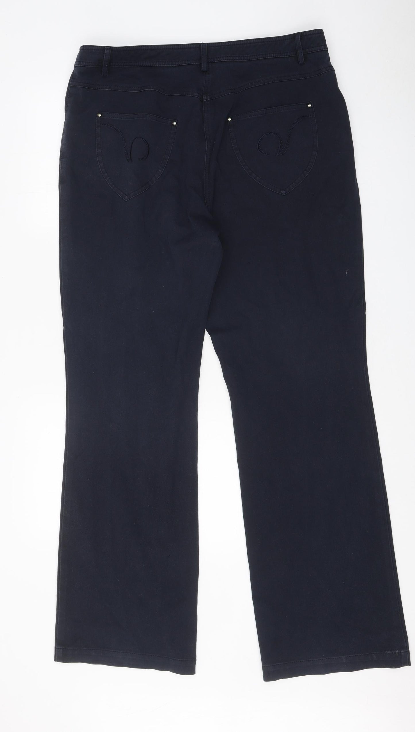 Viyella Mens Blue Cotton Straight Jeans Size 38 in L28 in Regular Zip