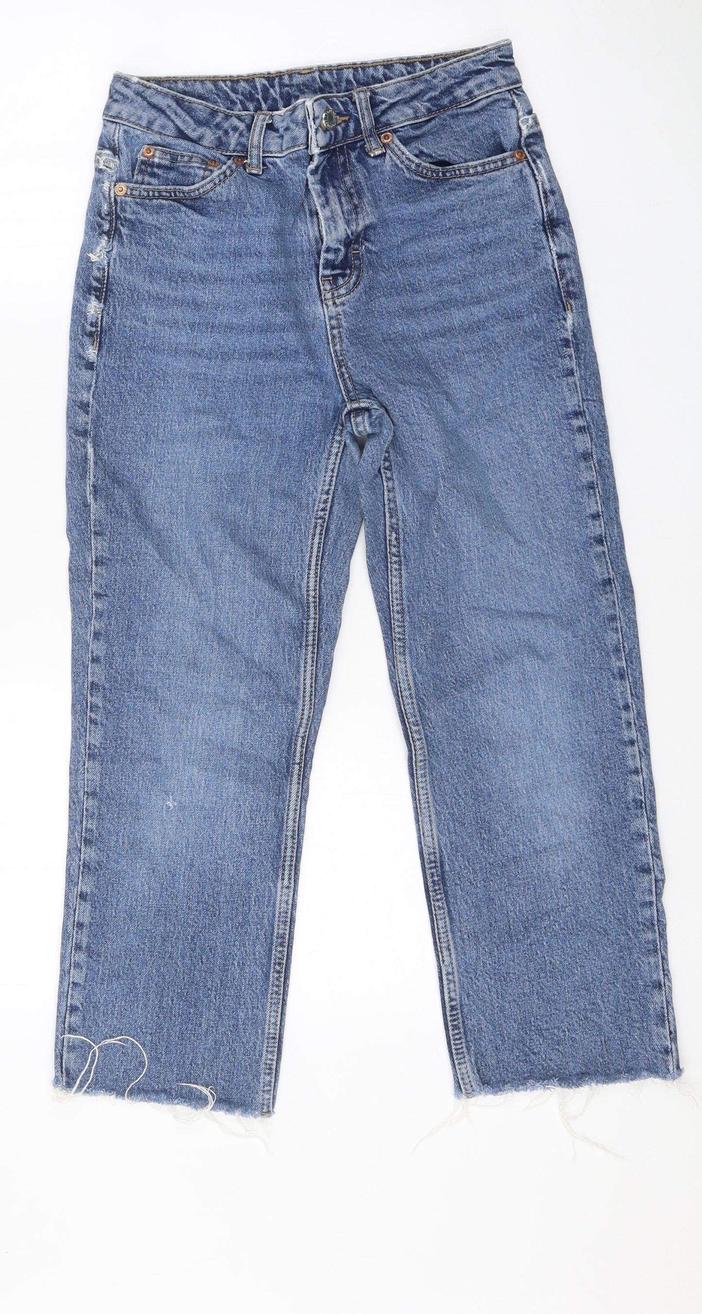 Dorothy Perkins Womens Blue Cotton Straight Jeans Size 32 in L21 in Regular Zip