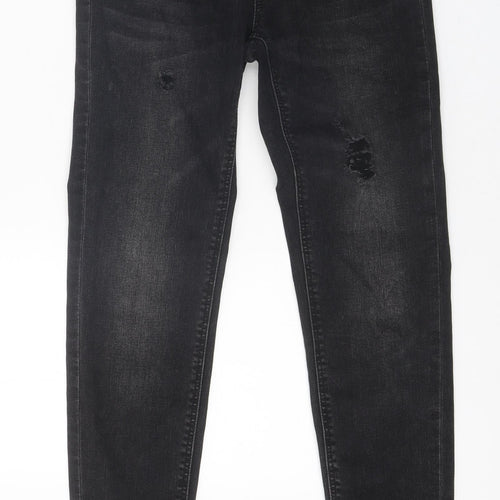 Stradivarius Womens Black Cotton Skinny Jeans Size 6 L28 in Regular Zip
