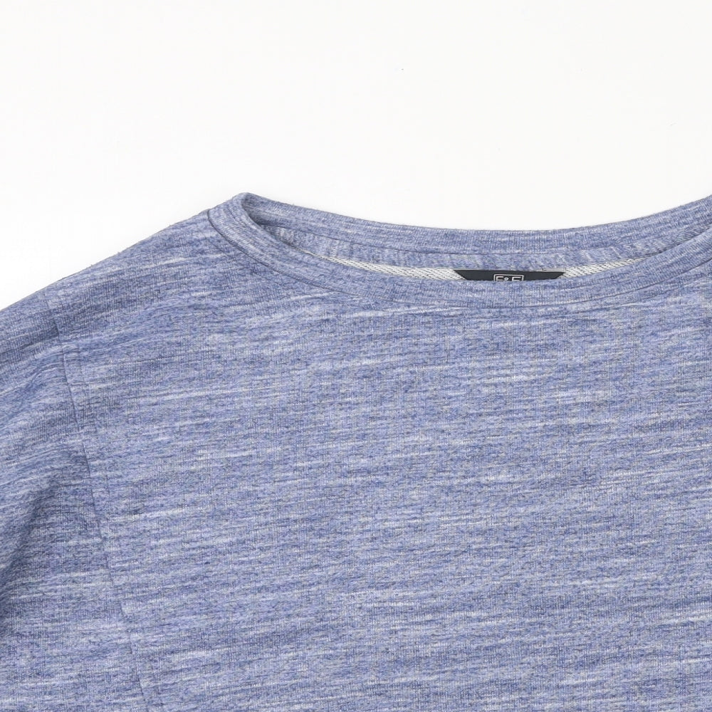 F&F Womens Blue Viscose Basic Blouse Size 14 Round Neck