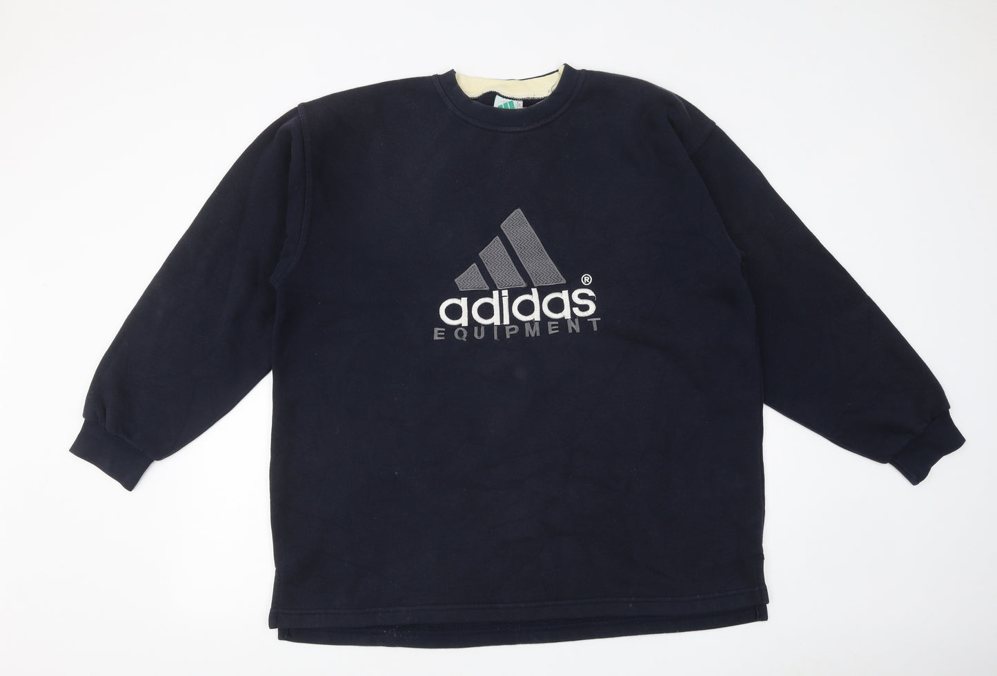 adidas Mens Blue Cotton Pullover Sweatshirt Size XL