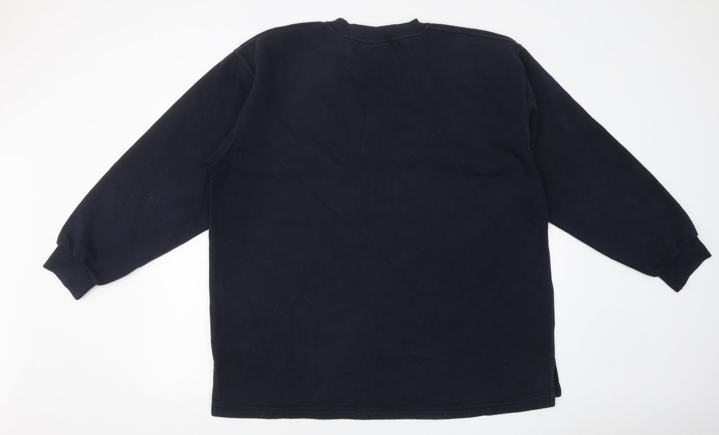adidas Mens Blue Cotton Pullover Sweatshirt Size XL