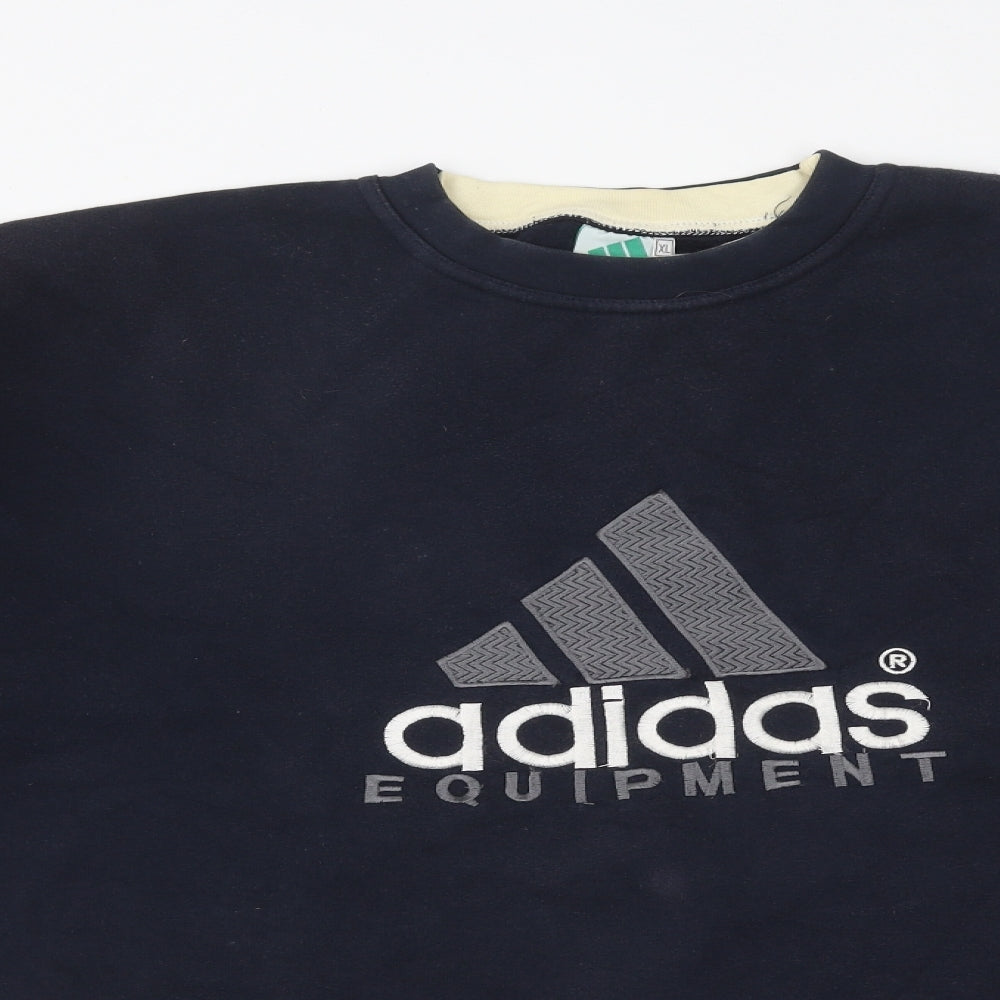 adidas Mens Blue Cotton Pullover Sweatshirt Size XL