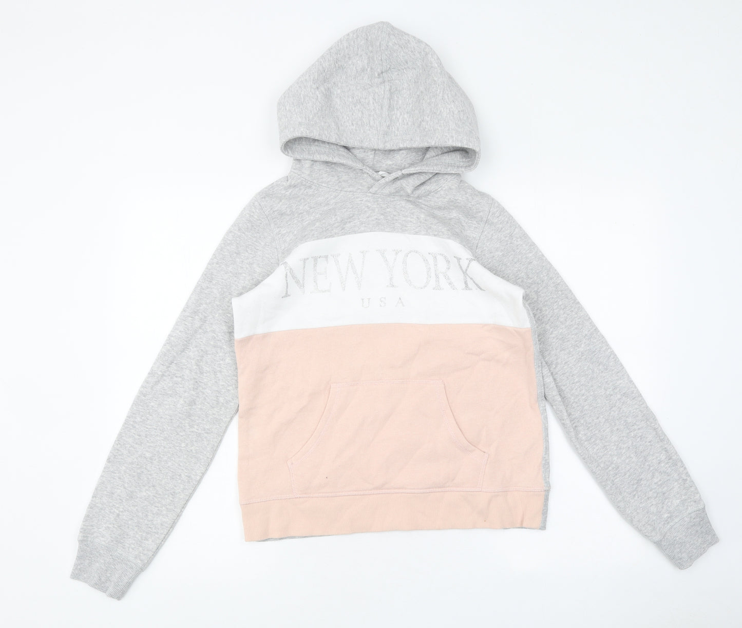 H&M Girls Grey Polyester Pullover Hoodie Size 13-14 Years Pullover - New York