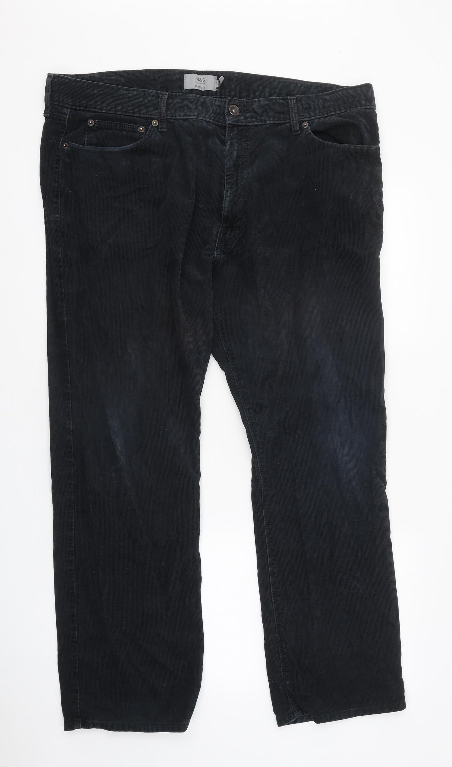 Marks and Spencer Mens Black Cotton Straight Jeans Size 40 in L29 in Regular Zip