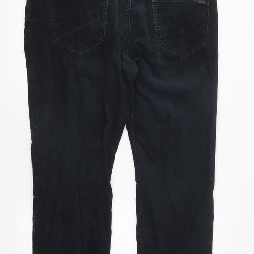 Marks and Spencer Mens Black Cotton Straight Jeans Size 40 in L29 in Regular Zip