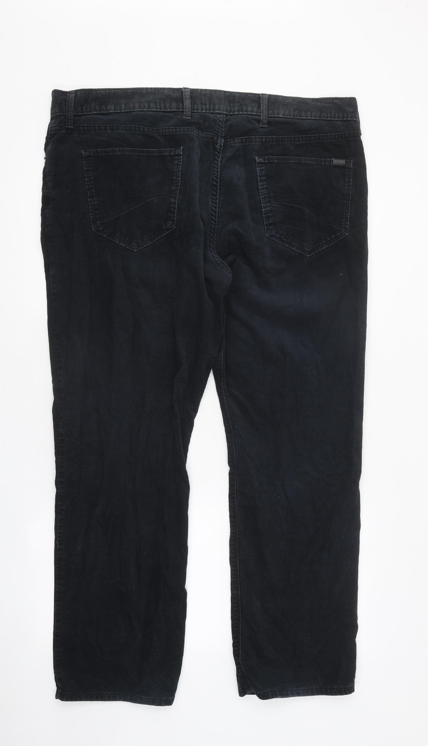 Marks and Spencer Mens Black Cotton Straight Jeans Size 40 in L29 in Regular Zip