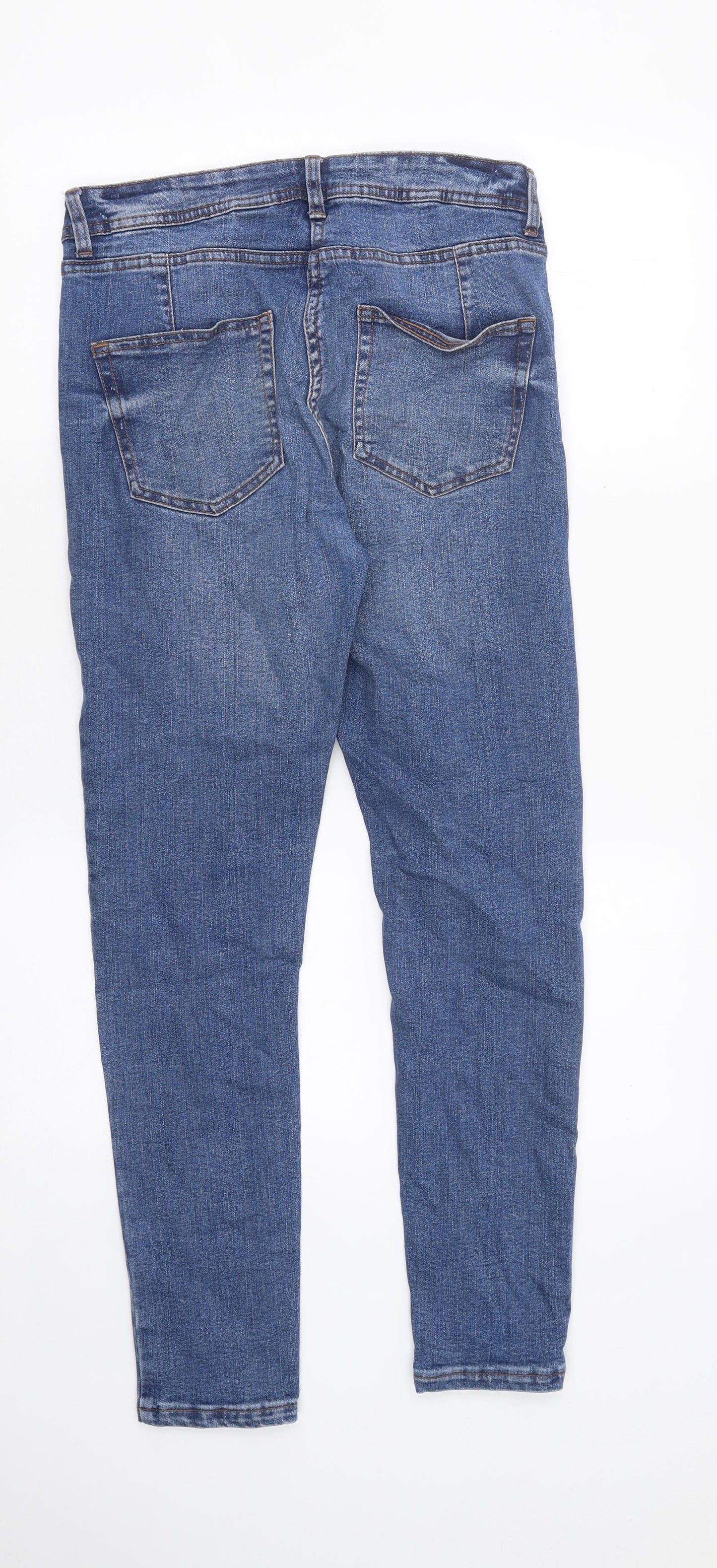 NEXT Womens Blue Cotton Skinny Jeans Size 10 L31 in Regular Zip