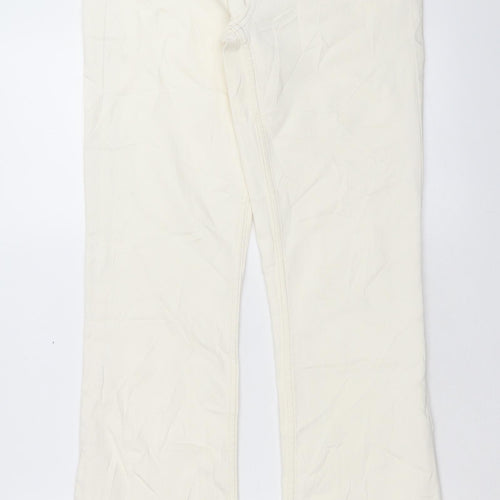 Marks and Spencer Womens White Cotton Bootcut Jeans Size 10 L33 in Regular Button