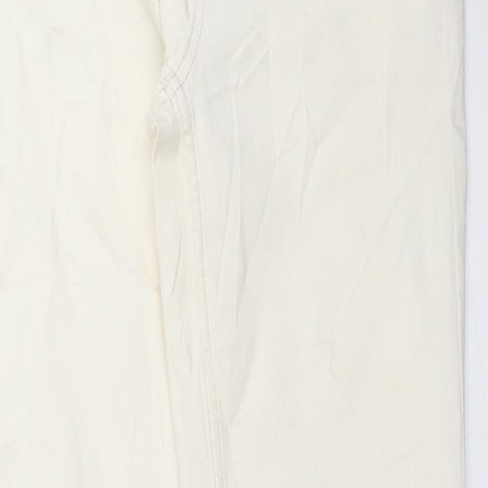 Marks and Spencer Womens White Cotton Bootcut Jeans Size 10 L33 in Regular Button