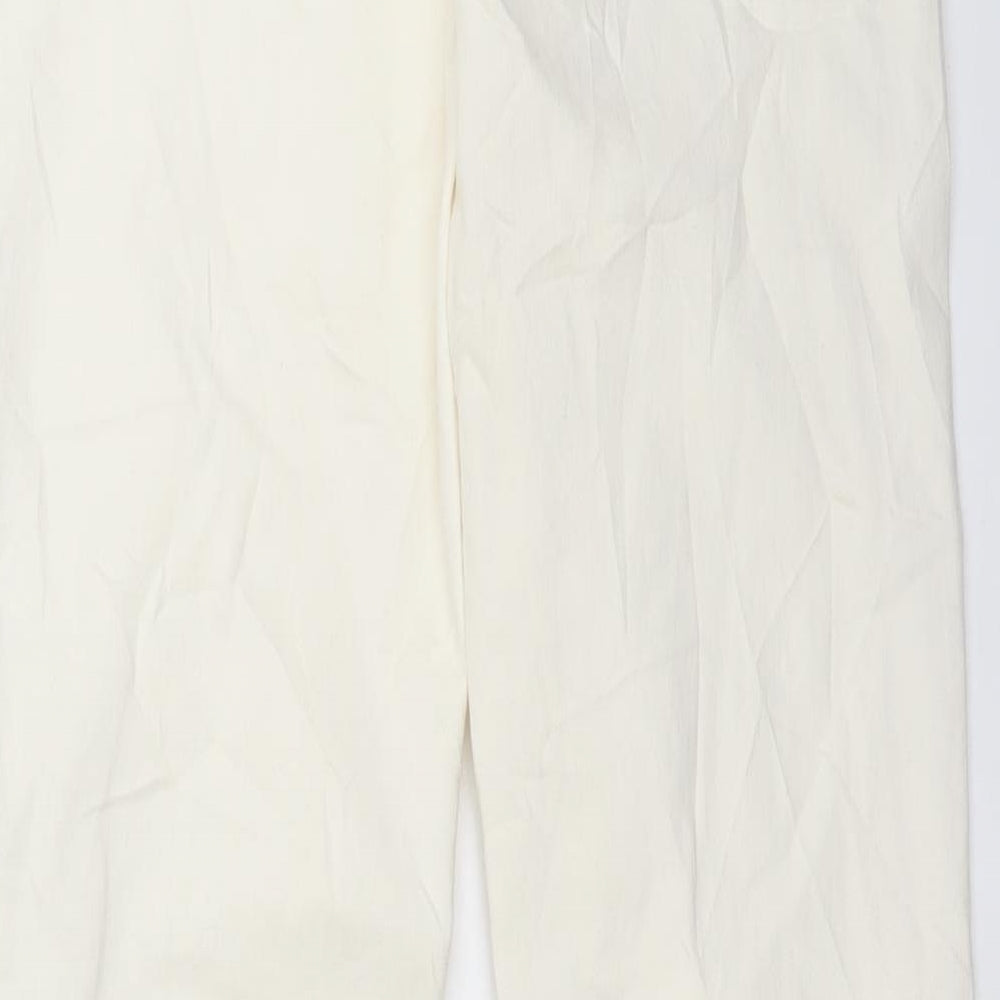 Marks and Spencer Womens White Cotton Bootcut Jeans Size 10 L33 in Regular Button