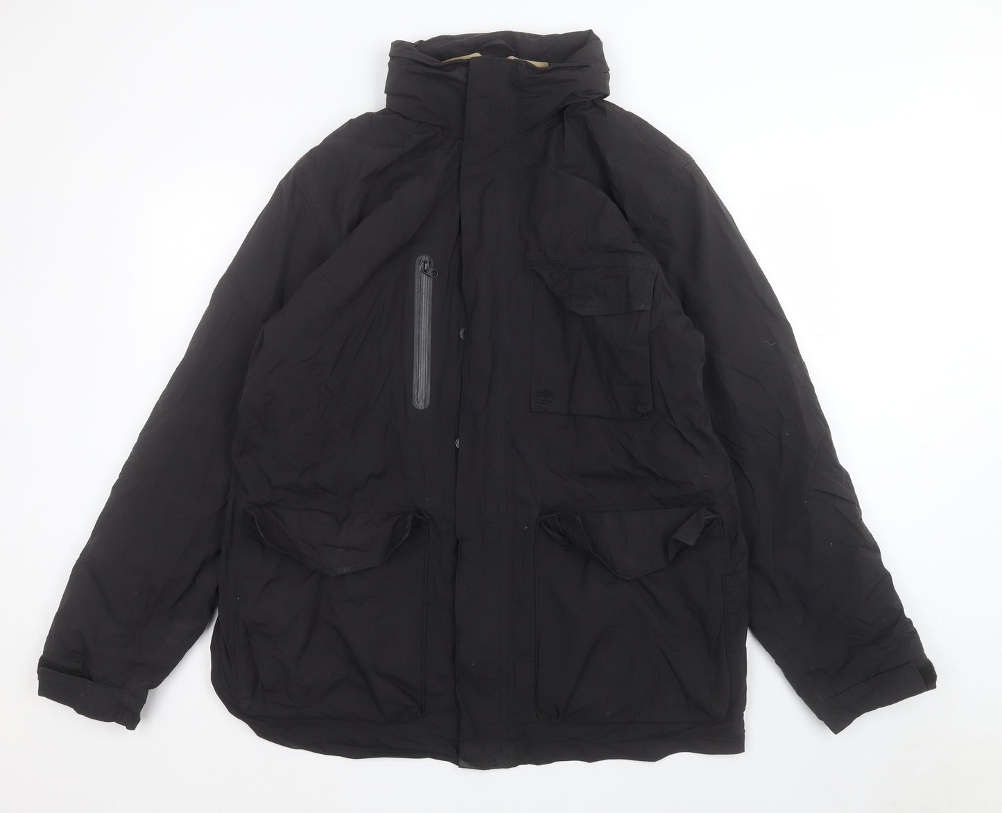 Timberland Mens Black Rain Coat Coat Size XL Zip