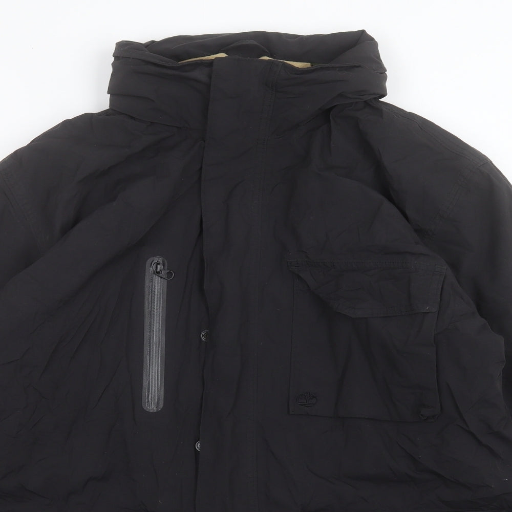 Timberland Mens Black Rain Coat Coat Size XL Zip
