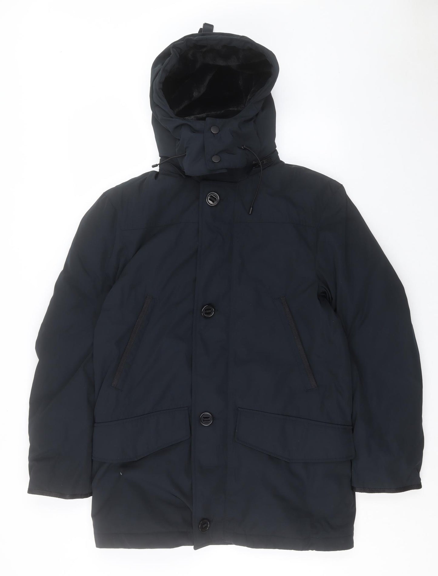 Marks and Spencer Mens Blue Rain Coat Coat Size S Zip