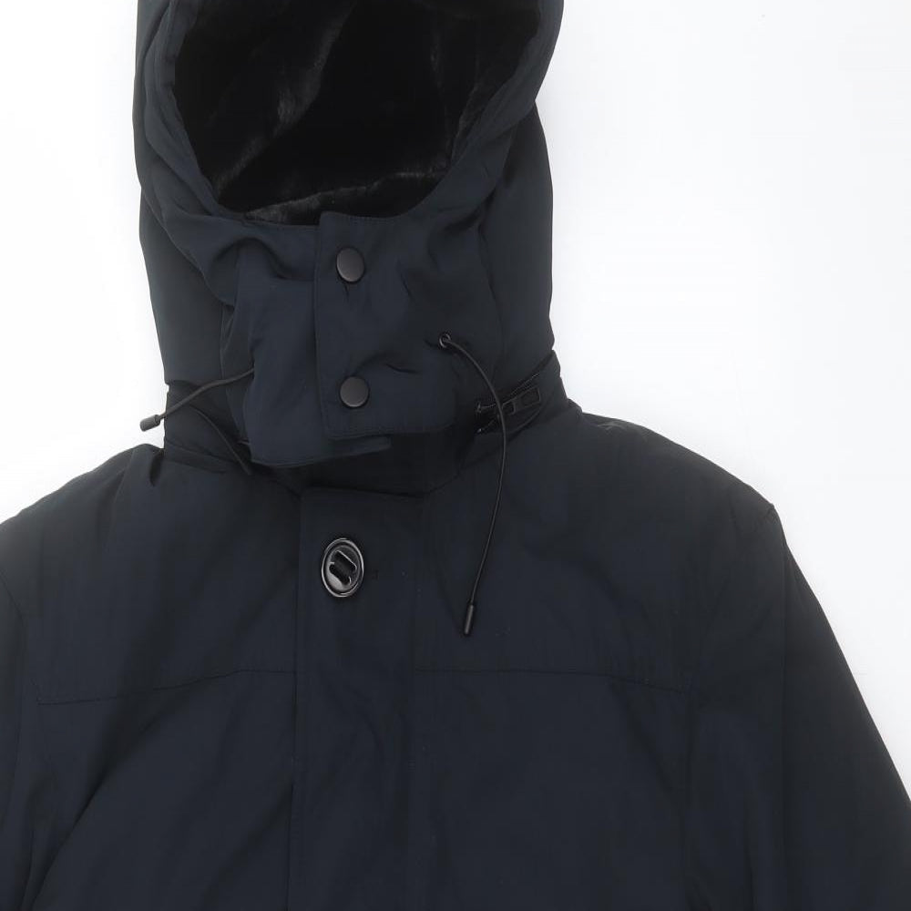 Marks and Spencer Mens Blue Rain Coat Coat Size S Zip