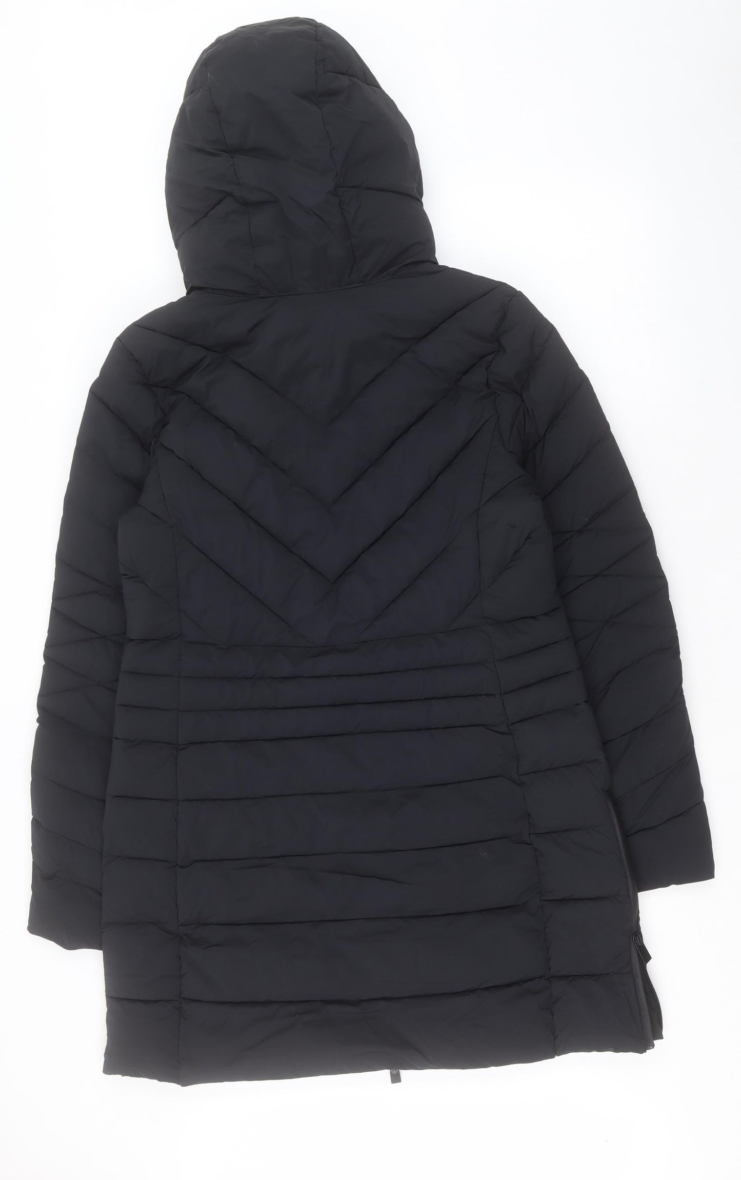 Marks and Spencer Womens Black Quilted Coat Size 14 Zip