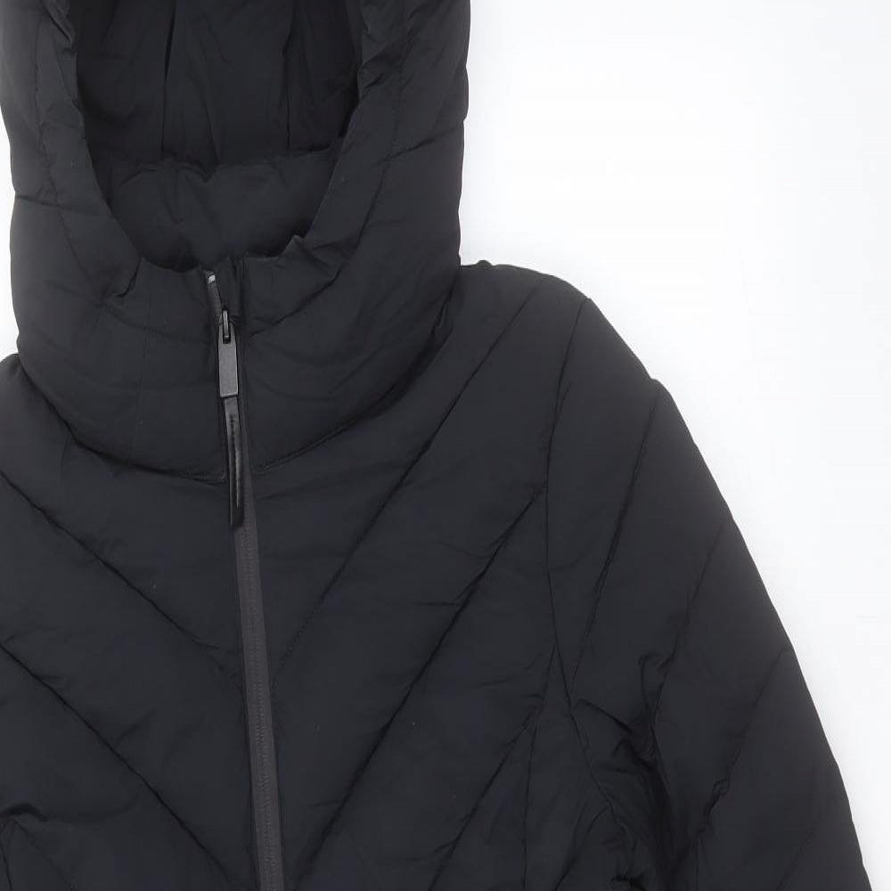 Marks and Spencer Womens Black Quilted Coat Size 14 Zip