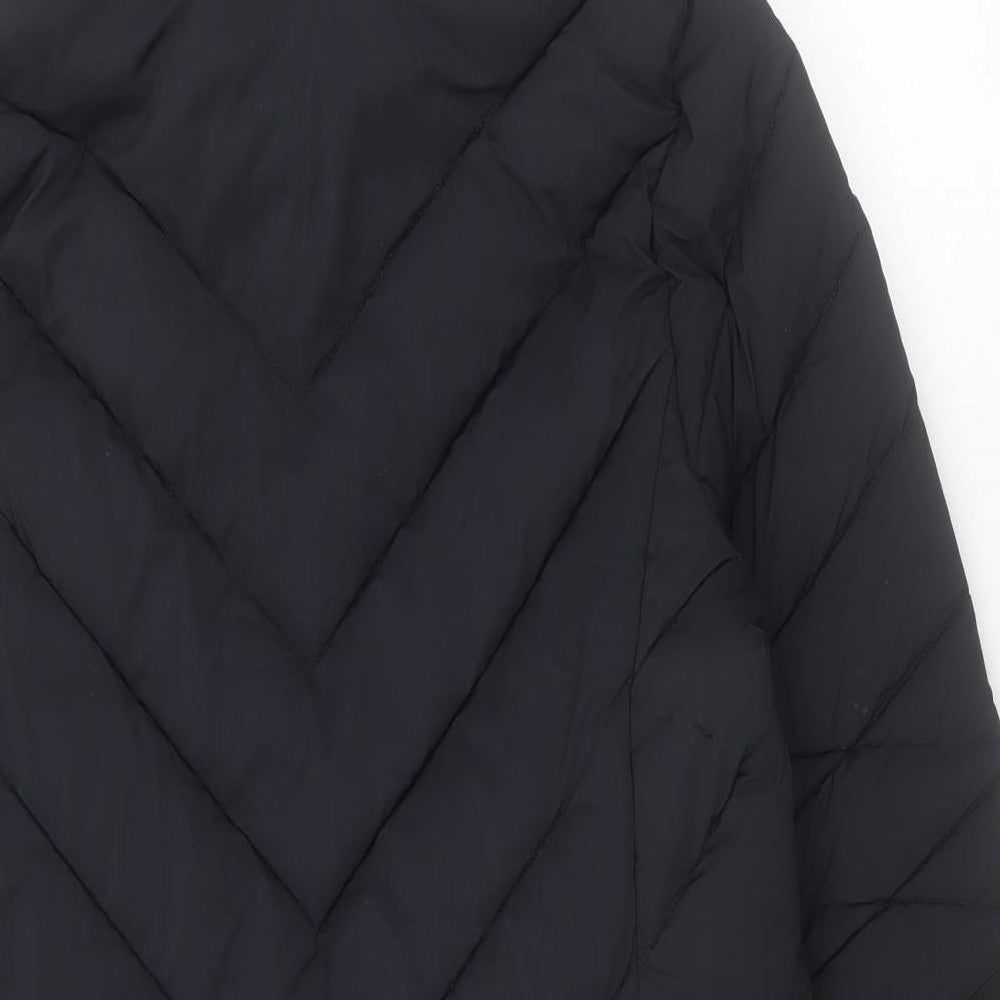 Marks and Spencer Womens Black Quilted Coat Size 14 Zip