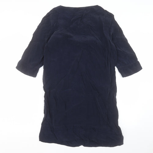 Autograph Womens Blue Cupro Shift Size 12 Round Neck Pullover