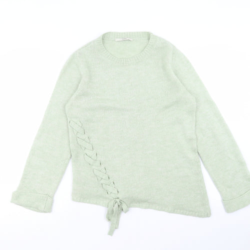 George Womens Green Round Neck Acrylic Pullover Jumper Size 12