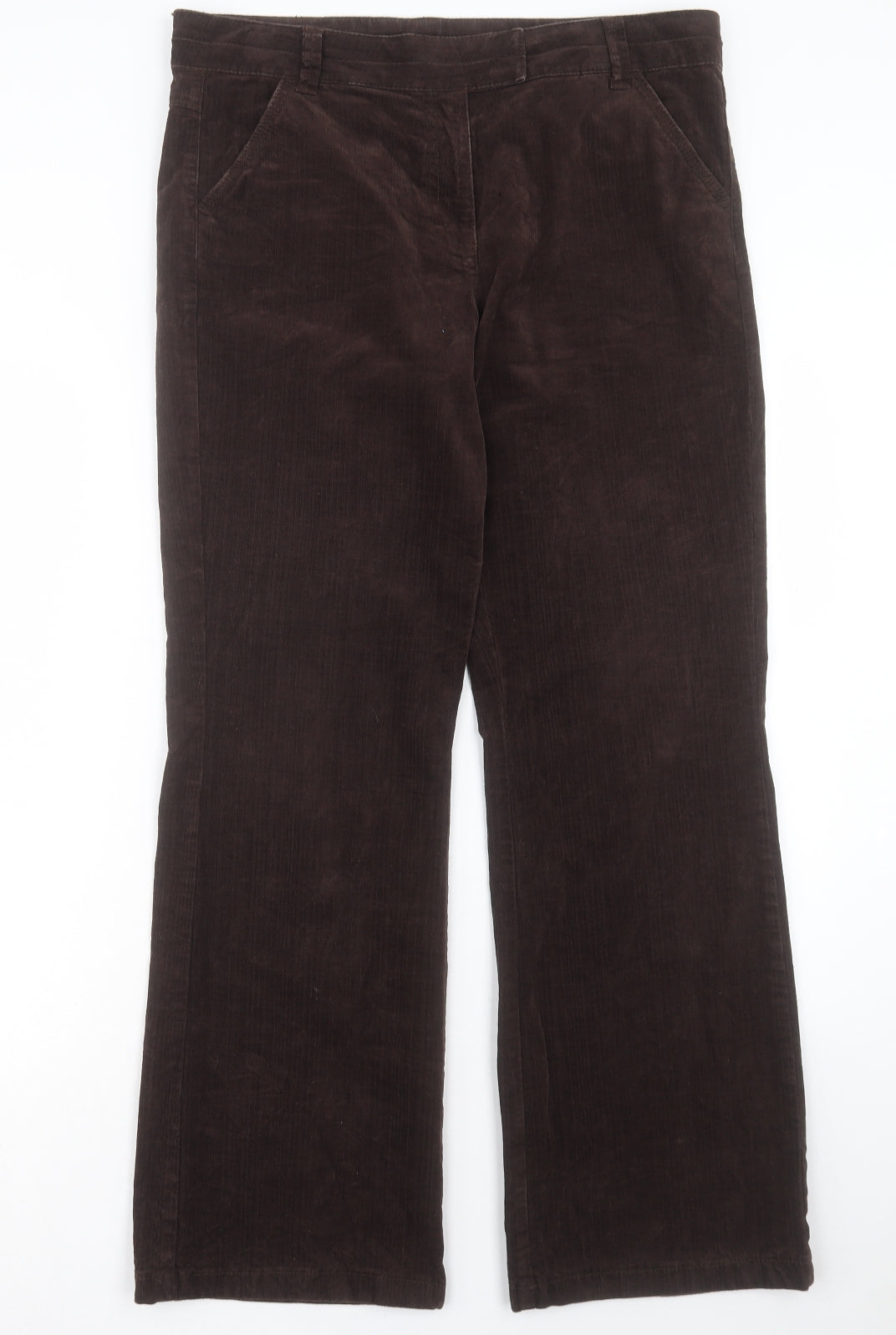 Marks and Spencer Womens Brown Cotton Straight Jeans Size 14 L31 in Regular Hook & Eye