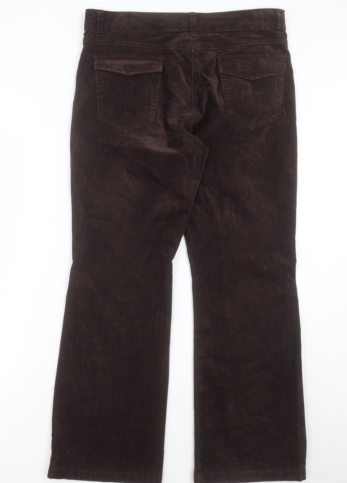 Marks and Spencer Womens Brown Cotton Straight Jeans Size 14 L31 in Regular Hook & Eye