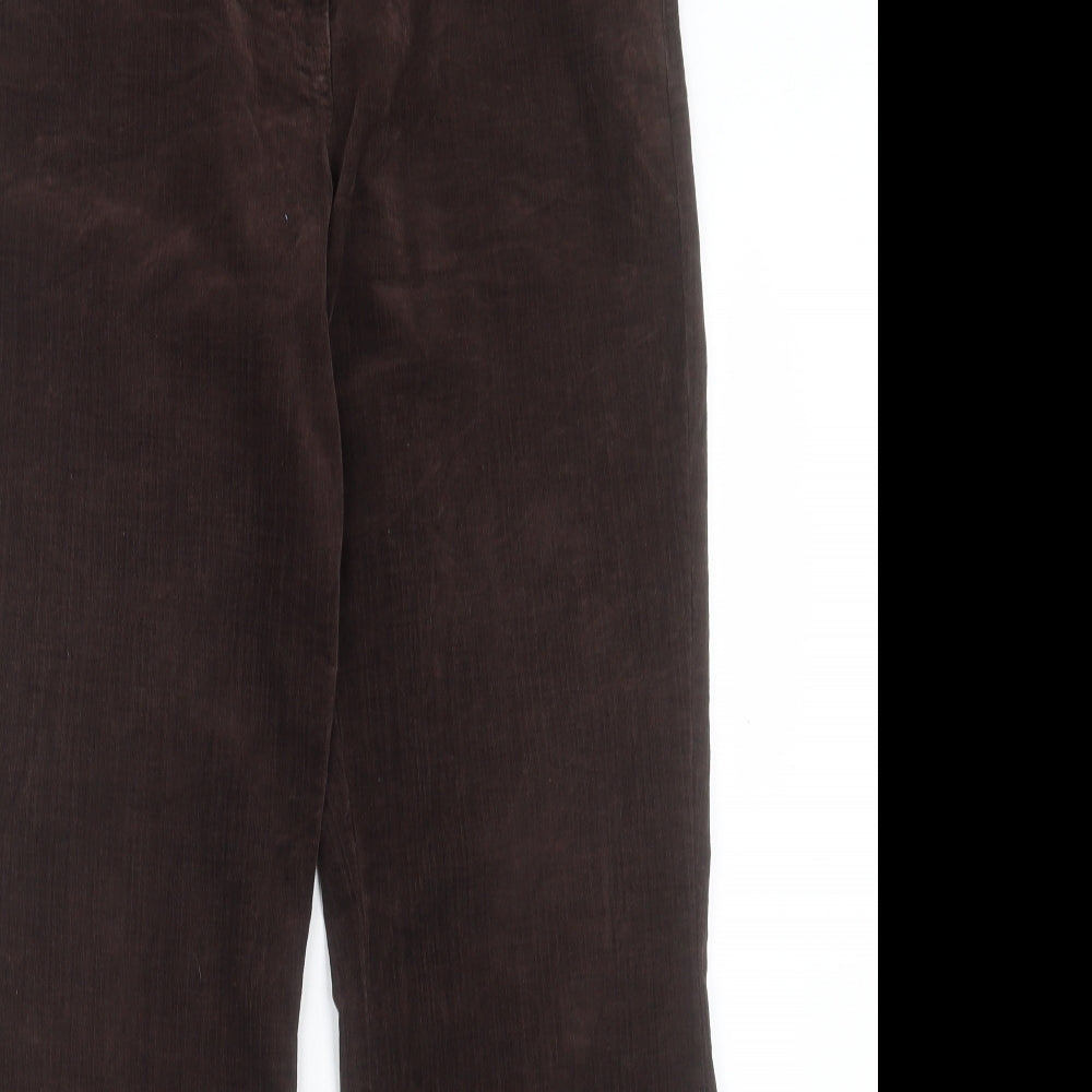 Marks and Spencer Womens Brown Cotton Straight Jeans Size 14 L31 in Regular Hook & Eye