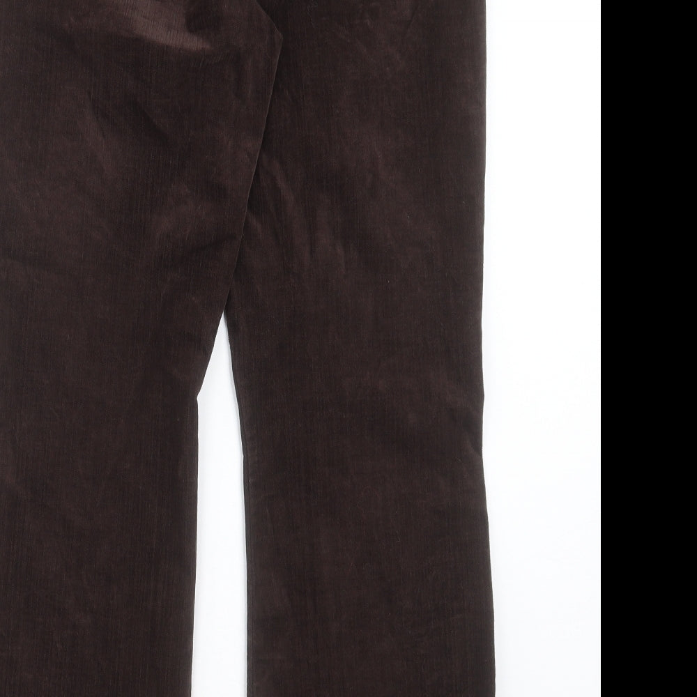 Marks and Spencer Womens Brown Cotton Straight Jeans Size 14 L31 in Regular Hook & Eye