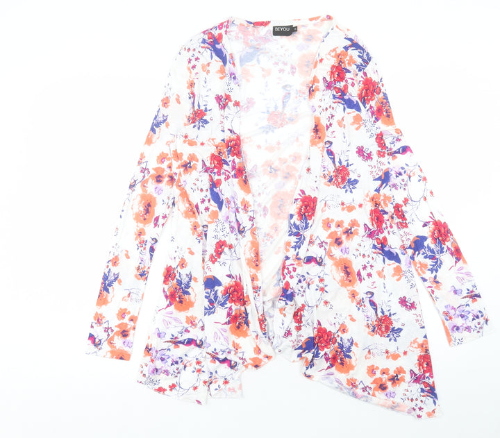 Be You K Womens Multicoloured V-Neck Floral Viscose Cardigan Jumper Size 14