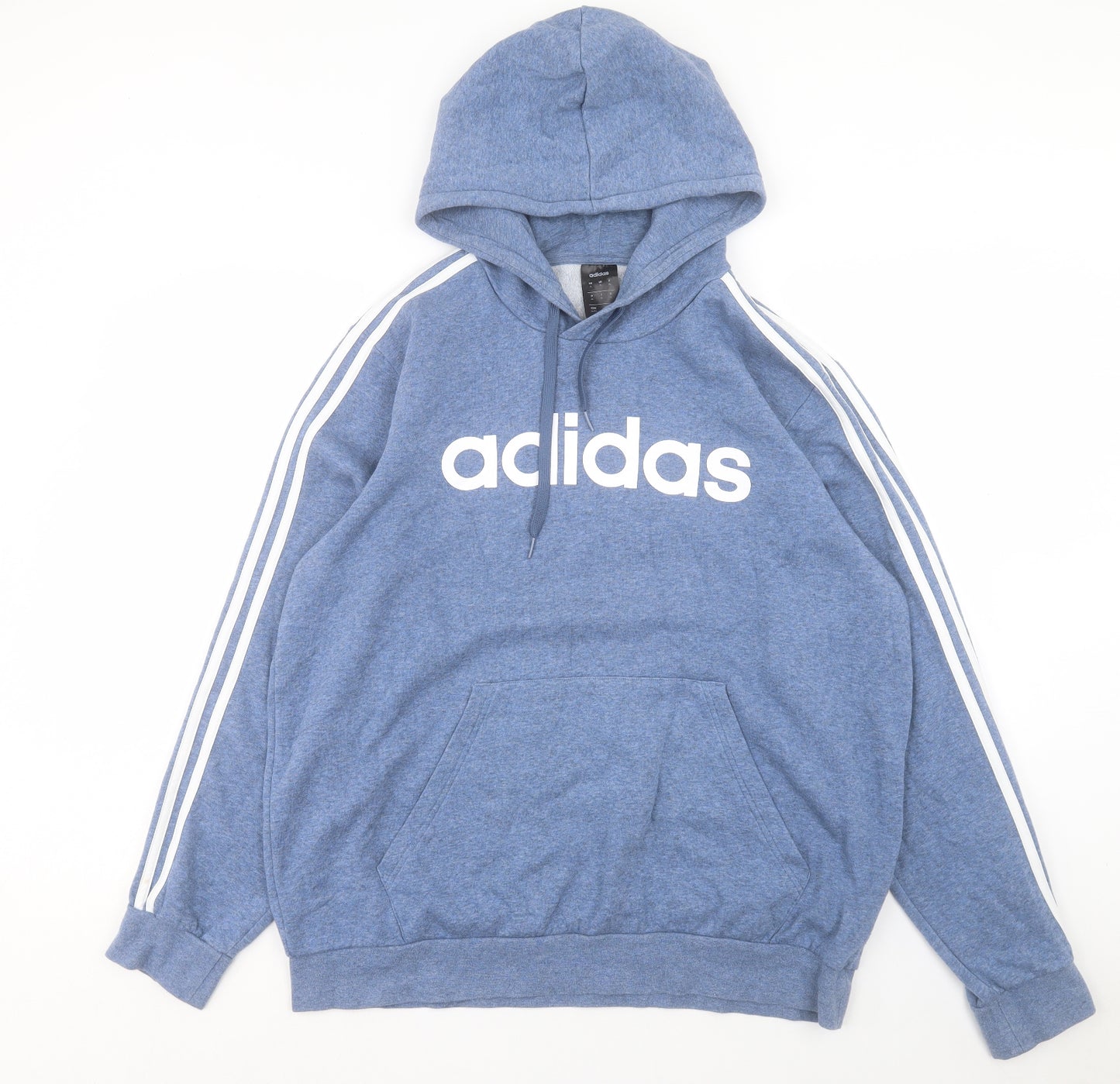 adidas Mens Blue Cotton Pullover Hoodie Size XL
