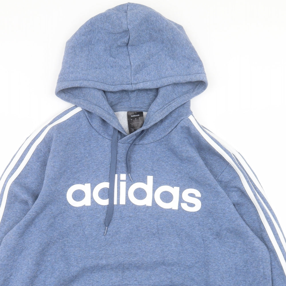 adidas Mens Blue Cotton Pullover Hoodie Size XL