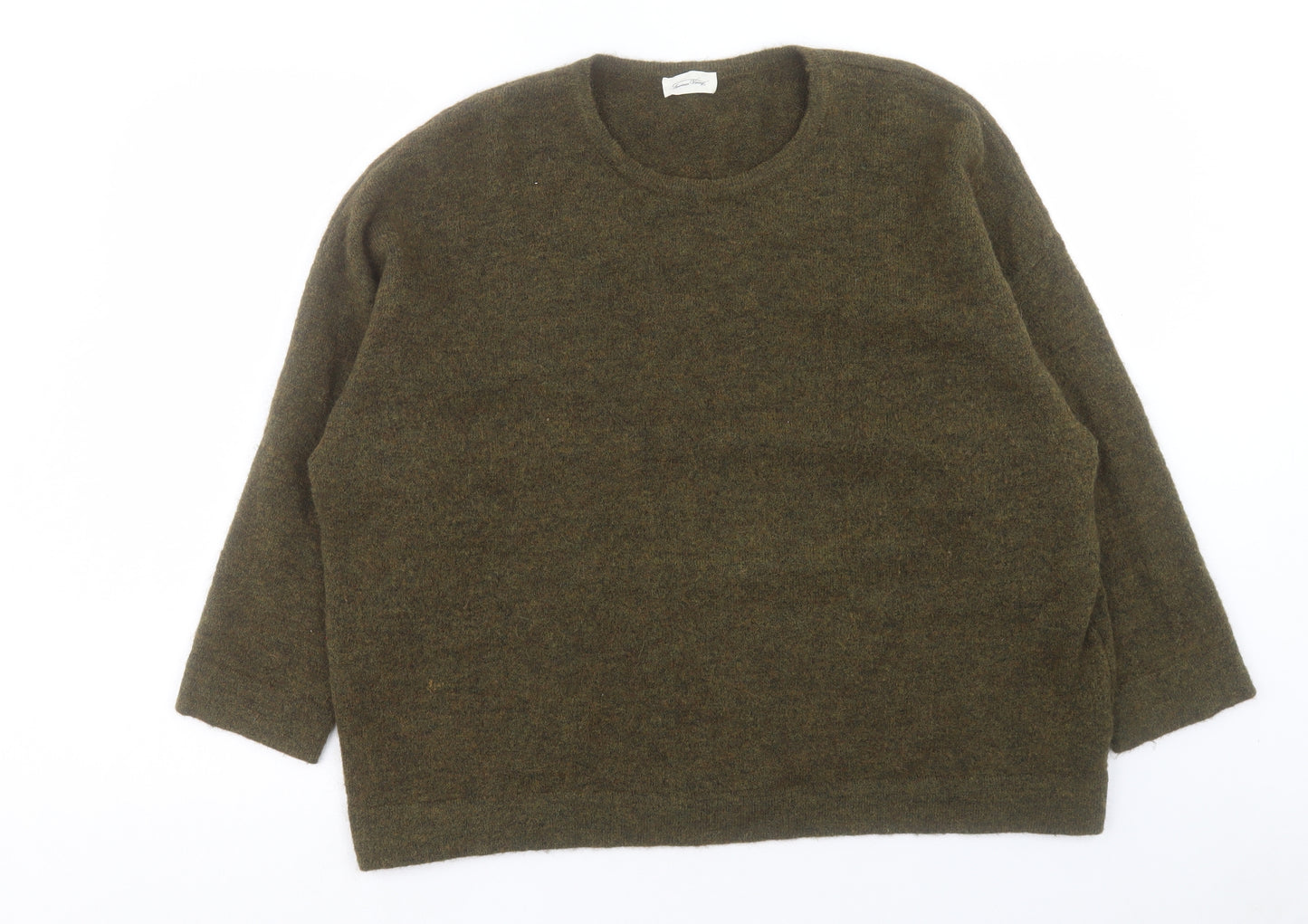 American Vintage Mens Green Crew Neck Polyester Pullover Jumper Size S