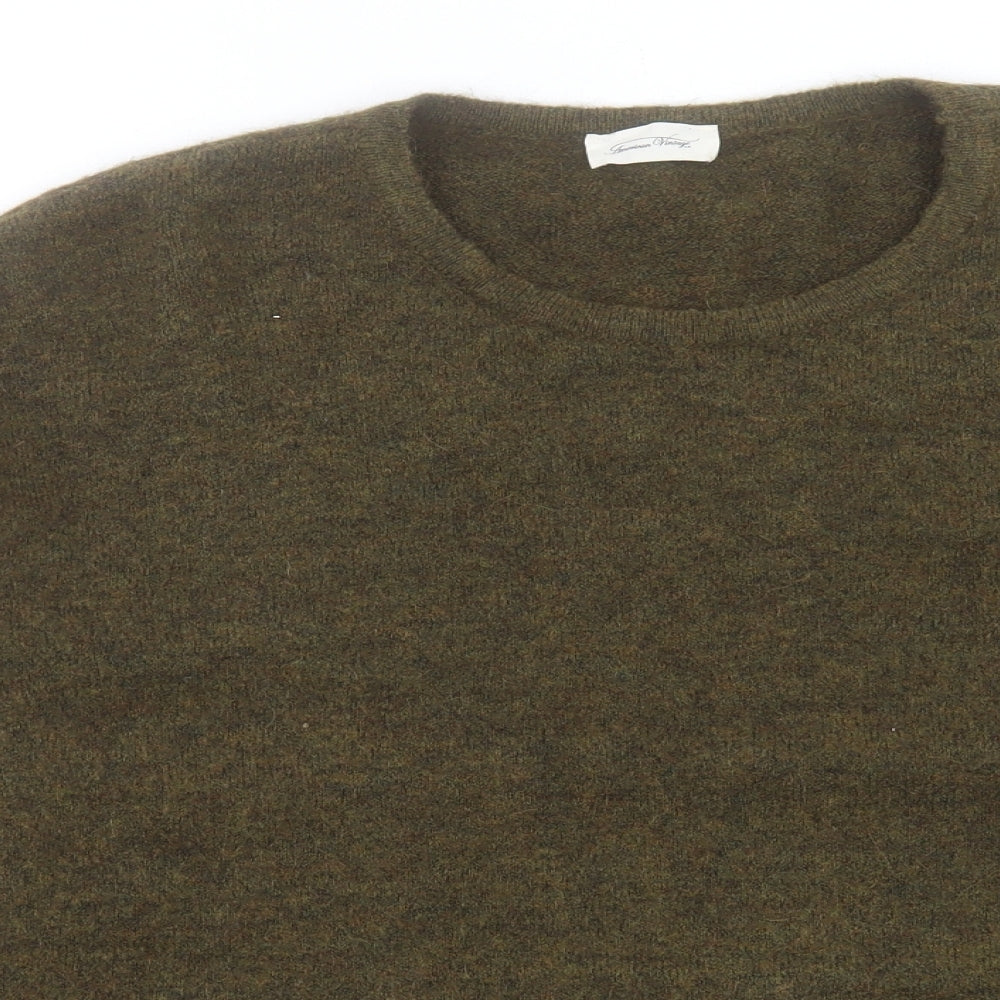 American Vintage Mens Green Crew Neck Polyester Pullover Jumper Size S