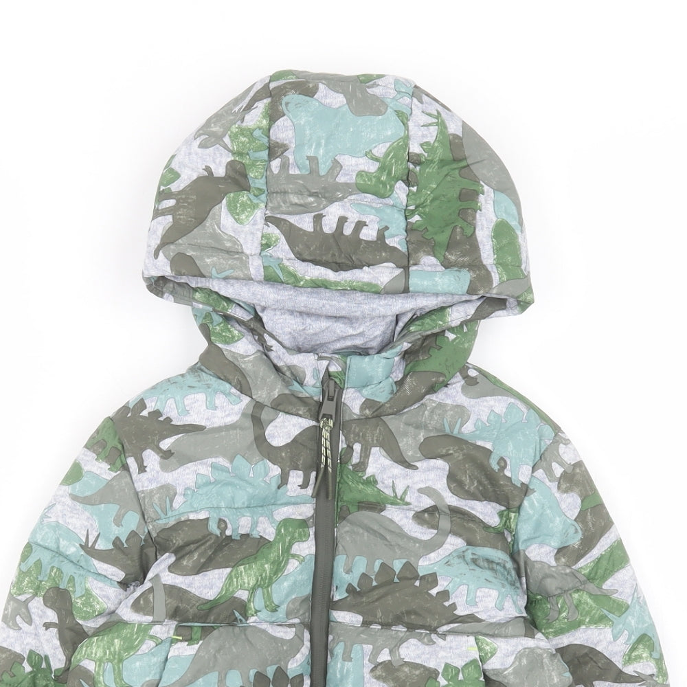 Marks and Spencer Boys Multicoloured Geometric Jacket Size 4-5 Years Zip - Dinosaur Pattern