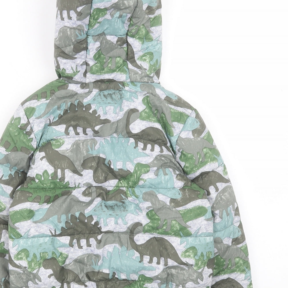 Marks and Spencer Boys Multicoloured Geometric Jacket Size 4-5 Years Zip - Dinosaur Pattern