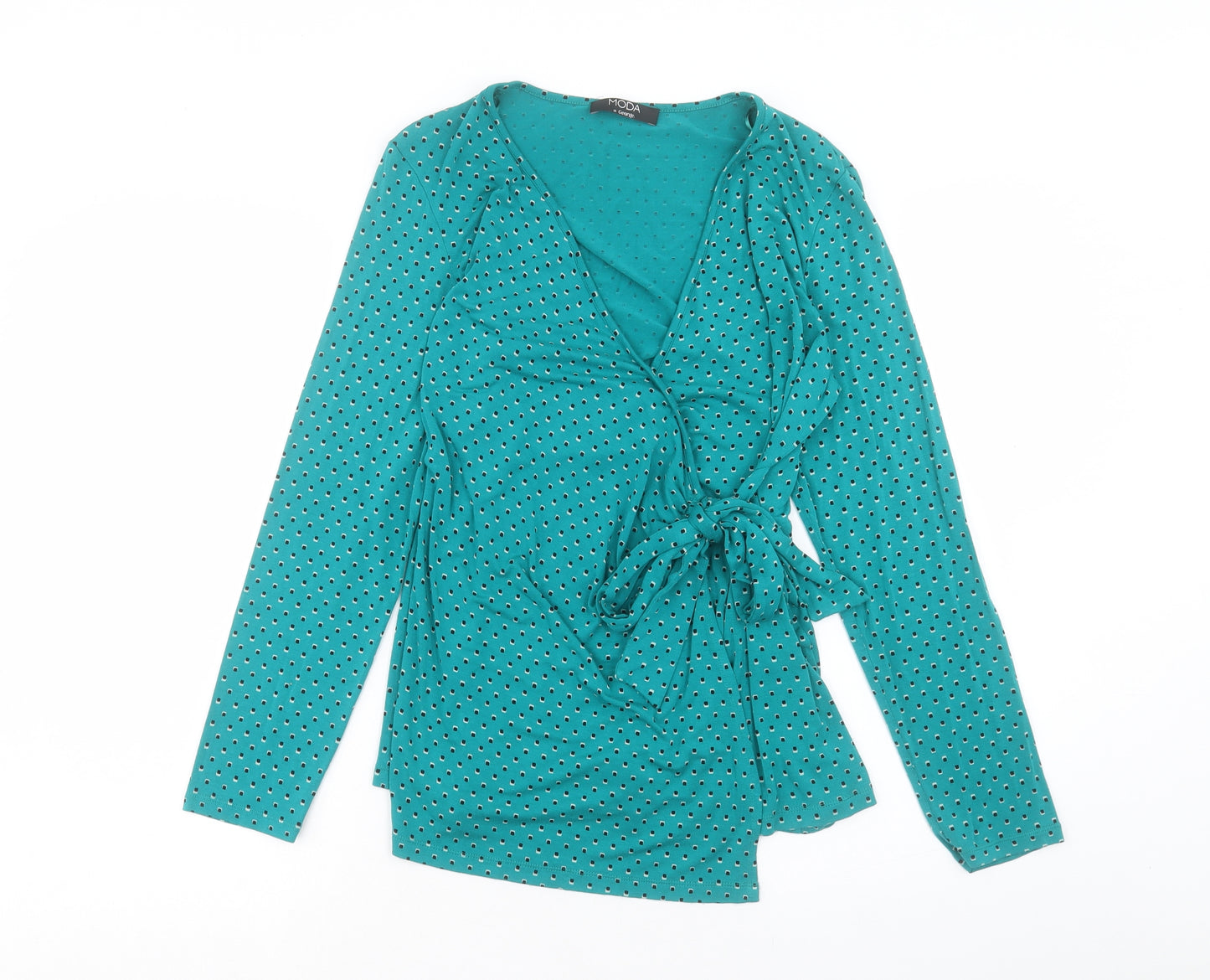 George Womens Green Geometric Viscose Wrap Blouse Size 16 V-Neck
