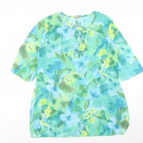 Mermaid Womens Multicoloured Floral Polyamide Basic Blouse Size L Round Neck