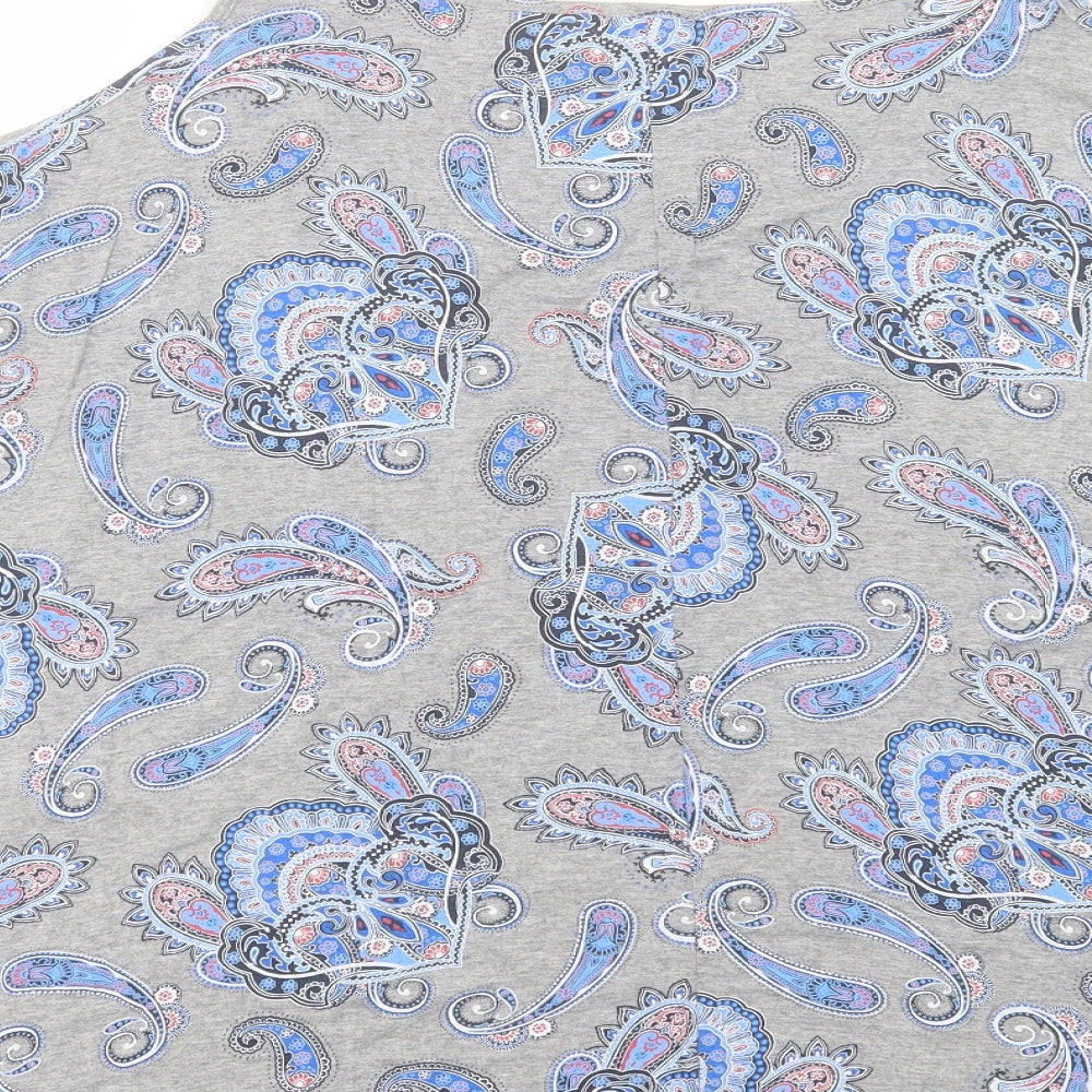 George Womens Grey Paisley Viscose Basic T-Shirt Size 24 Round Neck - Cold Shoulder