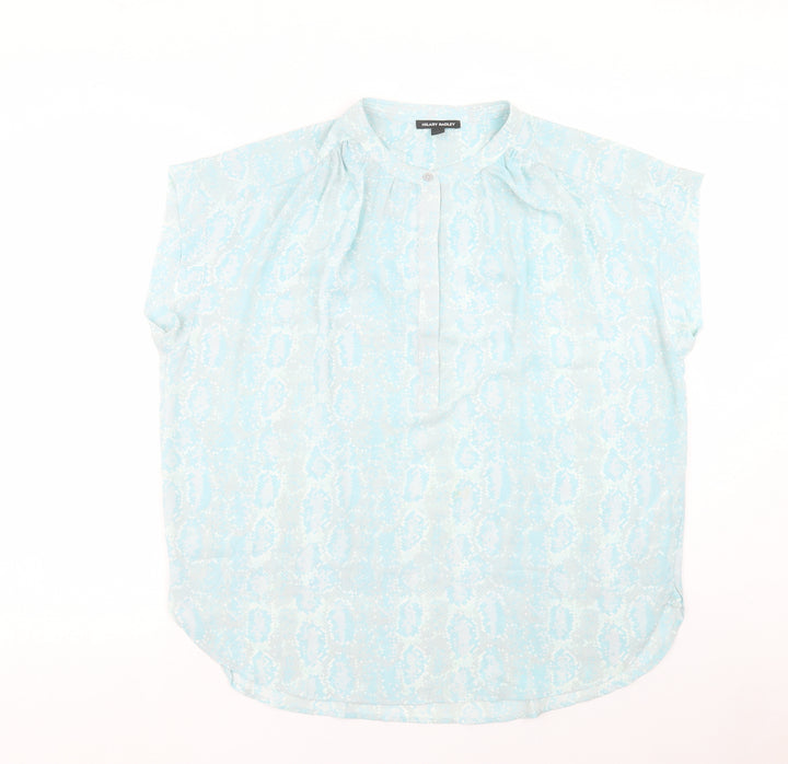 Hilary Radley Womens Blue Animal Print Polyester Basic Blouse Size XL Round Neck - Snake Print