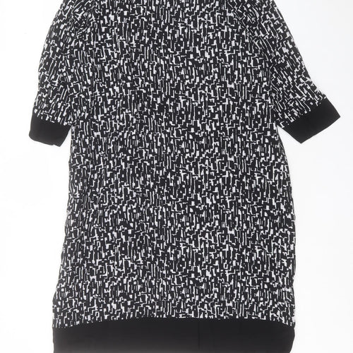 Charmance Womens Black Geometric Viscose Sheath Size 20 V-Neck Zip
