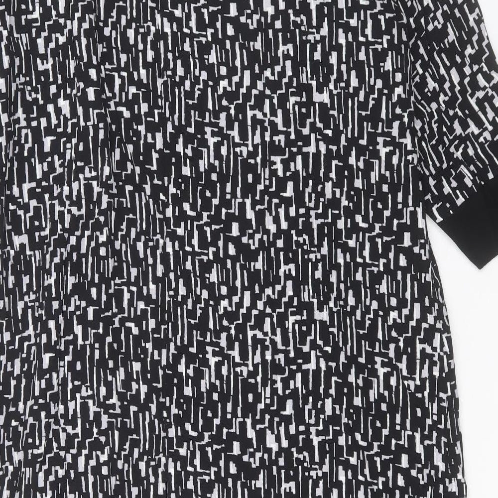 Charmance Womens Black Geometric Viscose Sheath Size 20 V-Neck Zip
