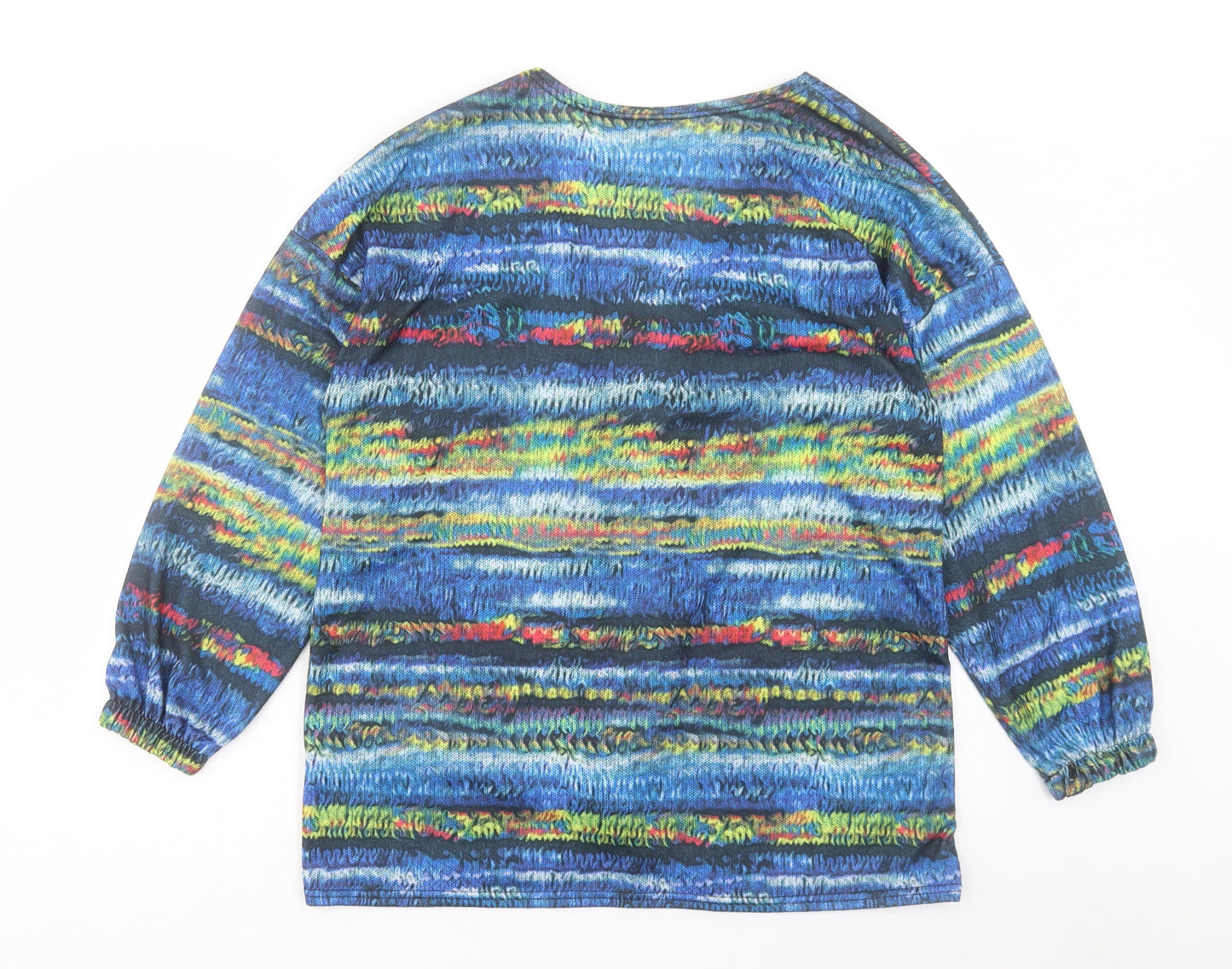 Preworn Womens Multicoloured V-Neck Geometric Polyester Cardigan Jumper Size XL