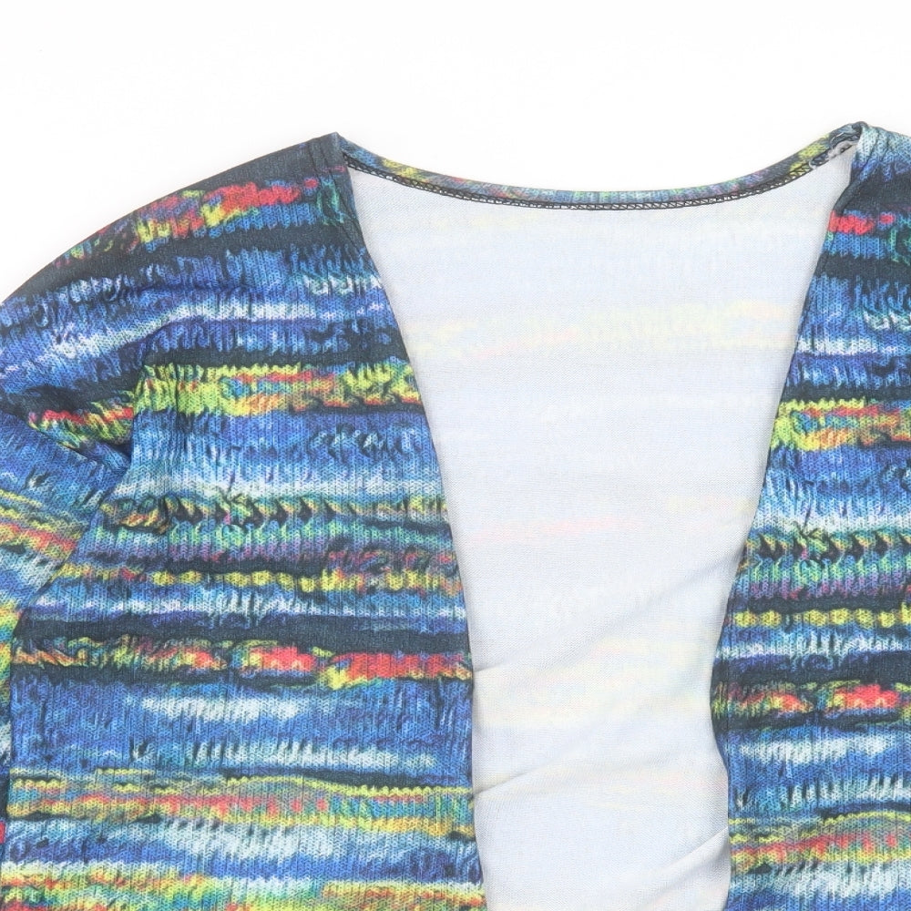 Preworn Womens Multicoloured V-Neck Geometric Polyester Cardigan Jumper Size XL
