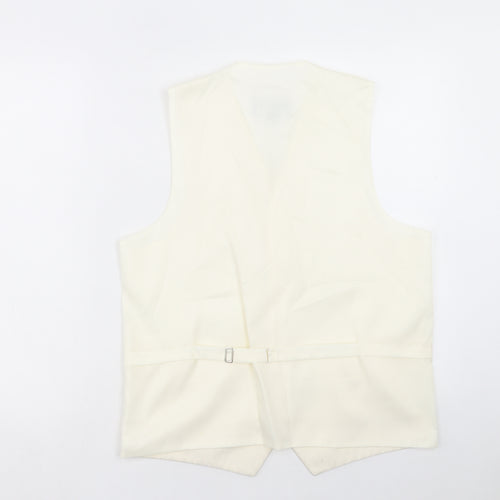 Heirloom Collectibles Mens Ivory Polyester Jacket Suit Waistcoat Size 38