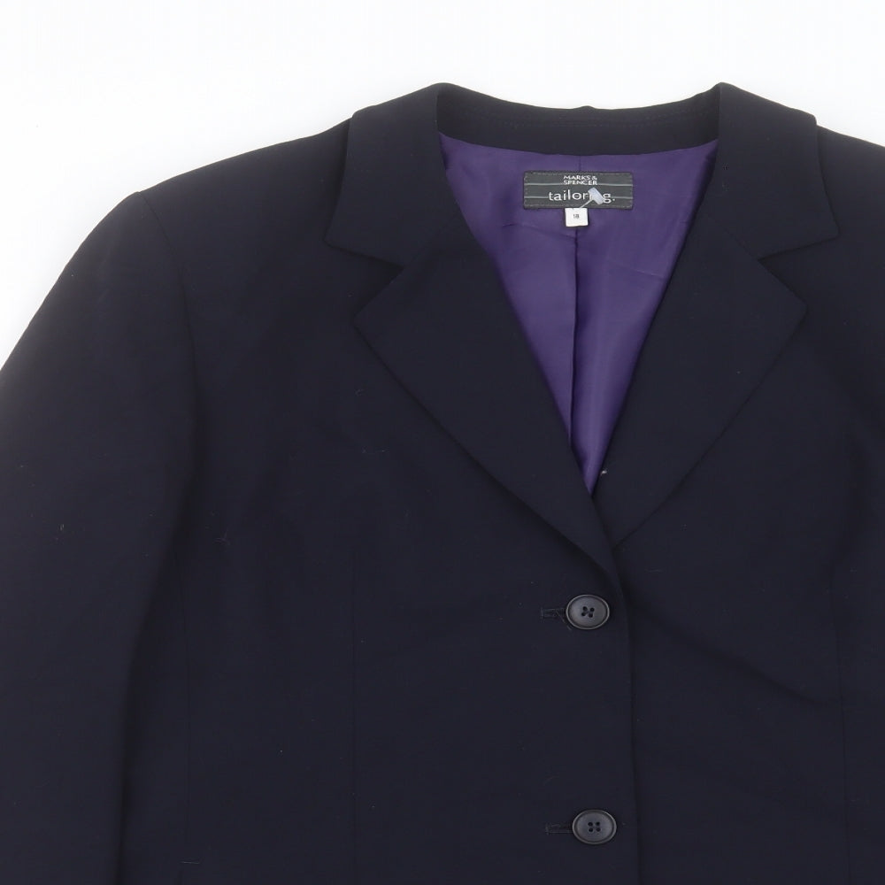 Marks and Spencer Womens Blue Jacket Size 18 Button