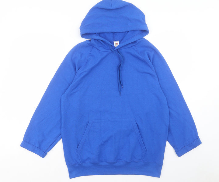 Fruit of the Loom Mens Blue Cotton Pullover Hoodie Size M
