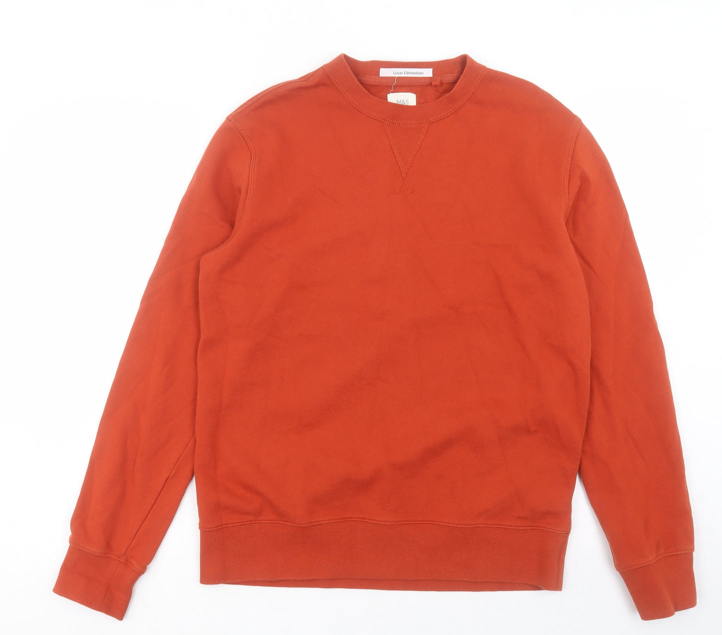 Marks and Spencer Mens Orange Cotton Pullover Sweatshirt Size M
