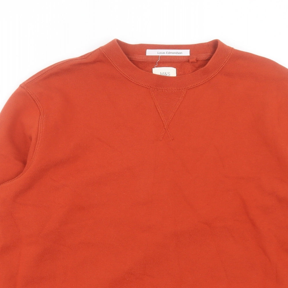 Marks and Spencer Mens Orange Cotton Pullover Sweatshirt Size M