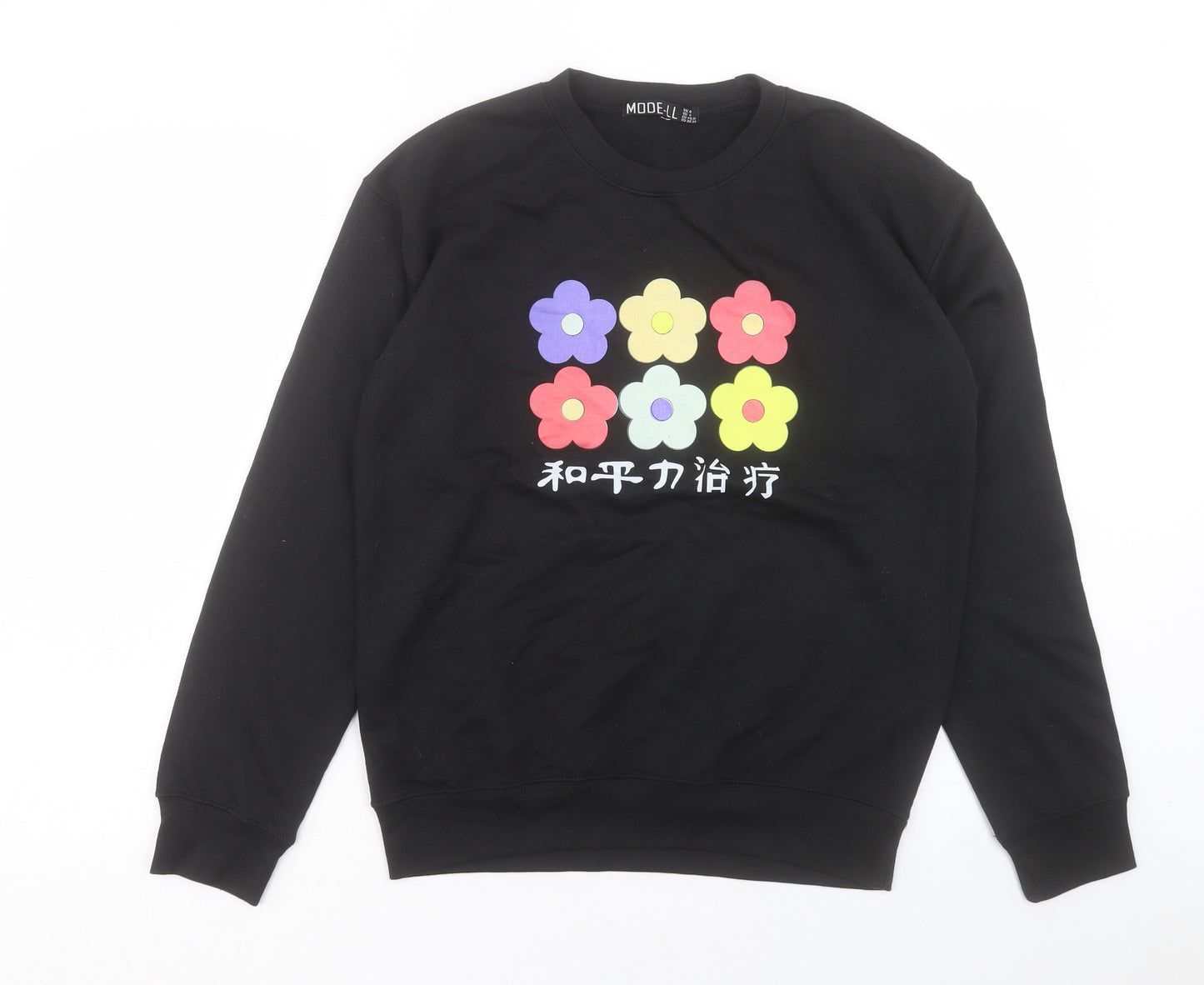 Mode LL Womens Black Cotton Pullover Sweatshirt Size 8 Pullover